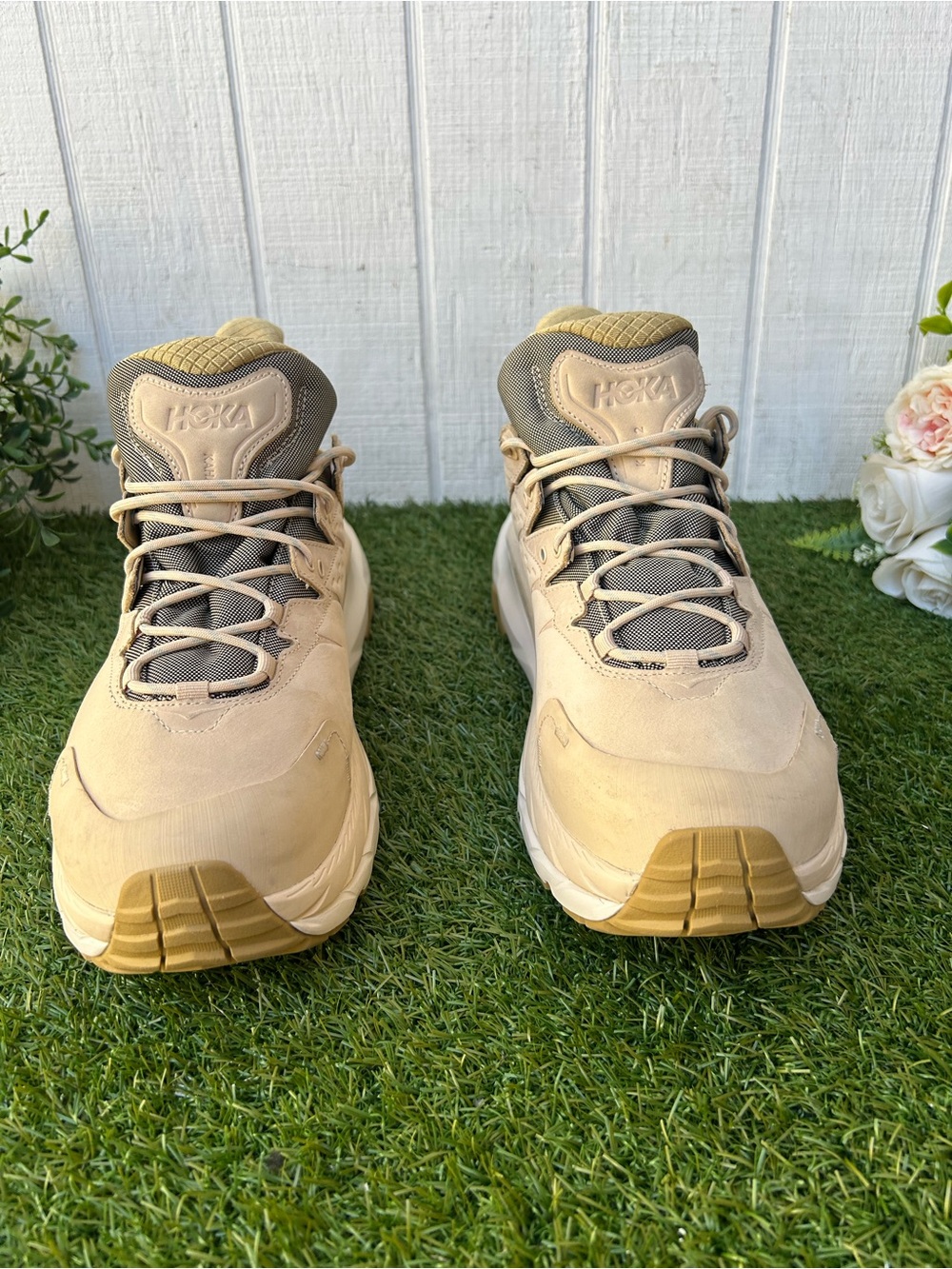 Hoka Beige and Gold Trekking Sneaker - Picture 10 of 16